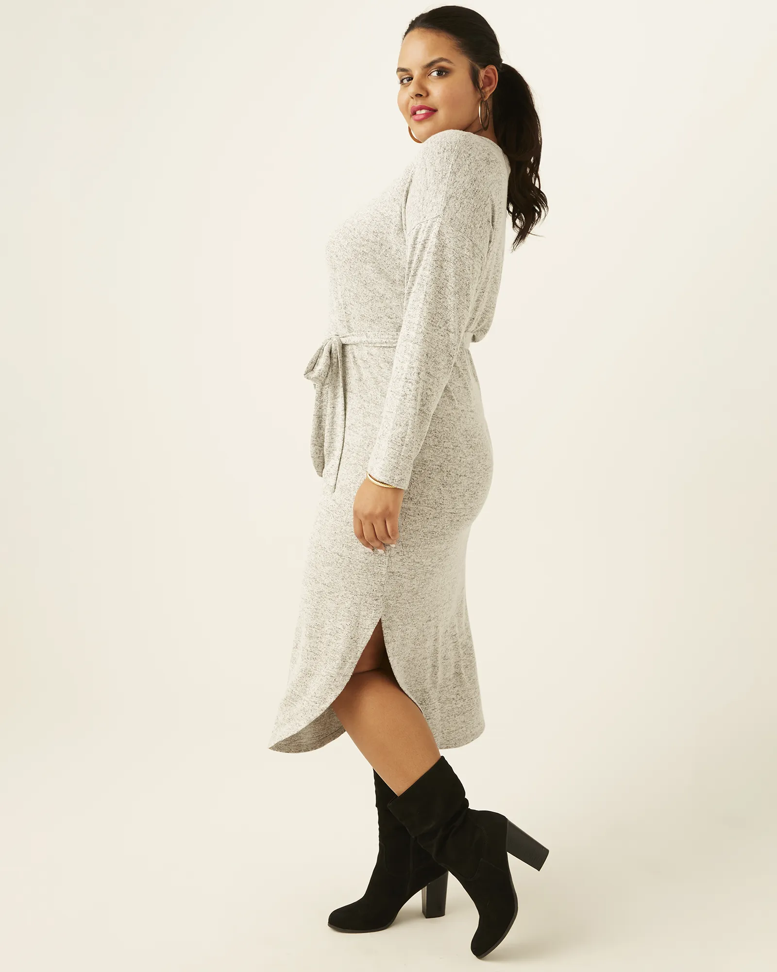 Jadis Tie-Waist Midi Dress | Charcoal Grey