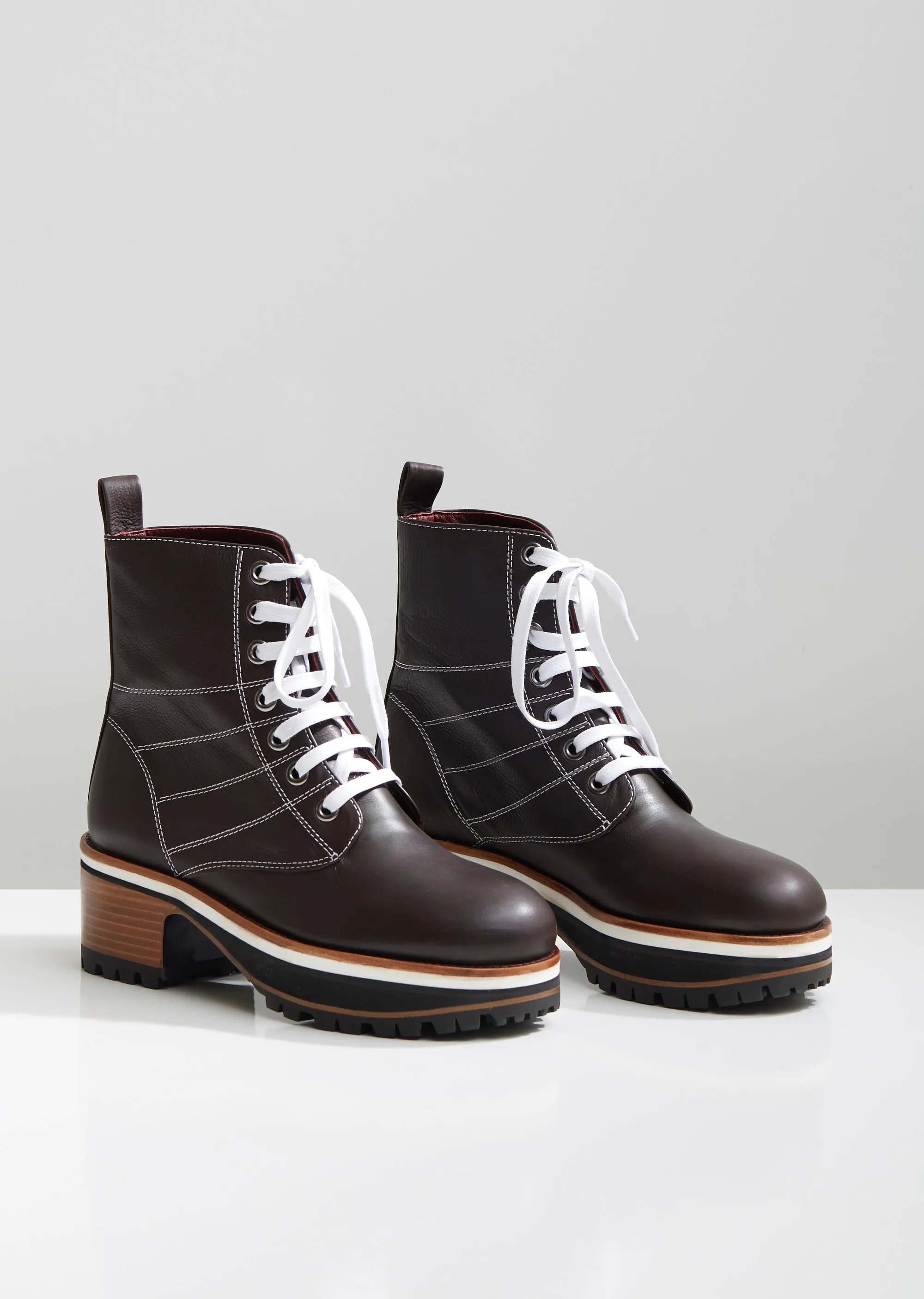 Jessa Grain Nappa Combat Boots