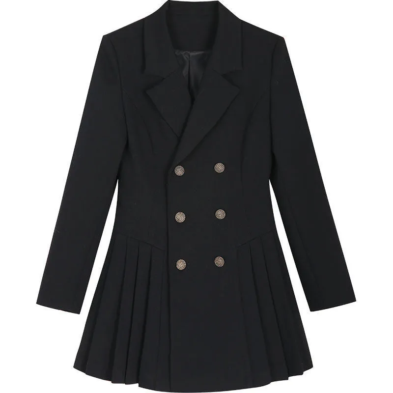 Joskaa Black Friday Sales Blazer Dress Women Elegant Black Party Dress Korean One Piece Oversize Long Sleeve Double Breasted Office Dress Autumn New