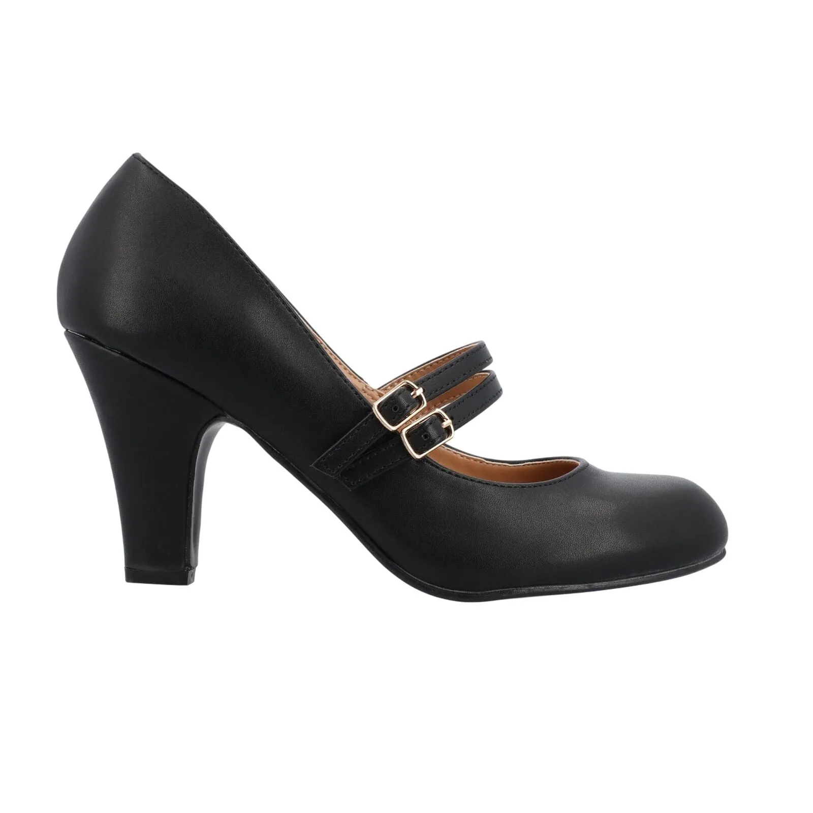 Journee Collection Womens Windy Round Toe Block Heel Mary Jane Pumps Black 7.5M