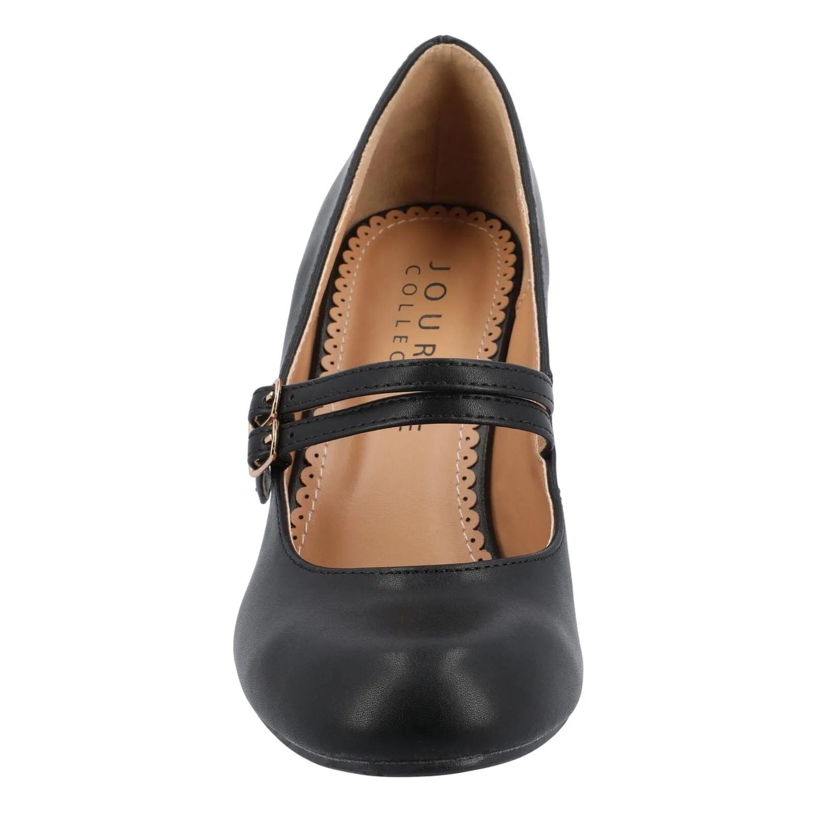 Journee Collection Womens Windy Round Toe Block Heel Mary Jane Pumps Black 7.5M