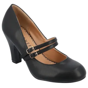 Journee Collection Womens Windy Round Toe Block Heel Mary Jane Pumps Black 7.5M