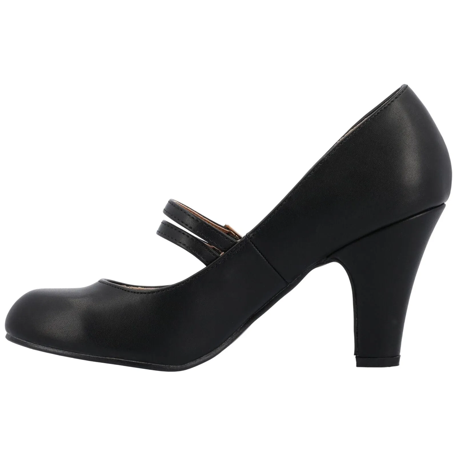 Journee Collection Womens Windy Round Toe Block Heel Mary Jane Pumps Black 7.5M