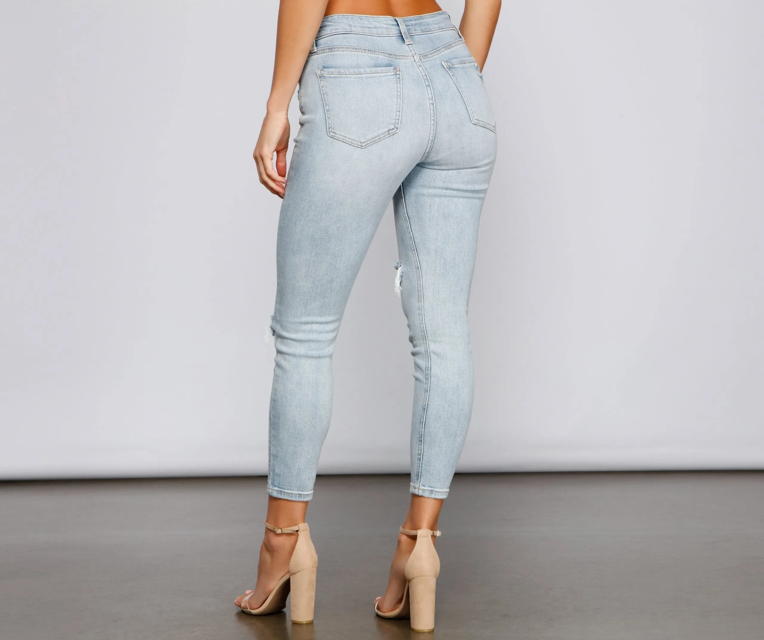 KittenAlarm - Clara High Rise Distressed Details Skinny Jeans
