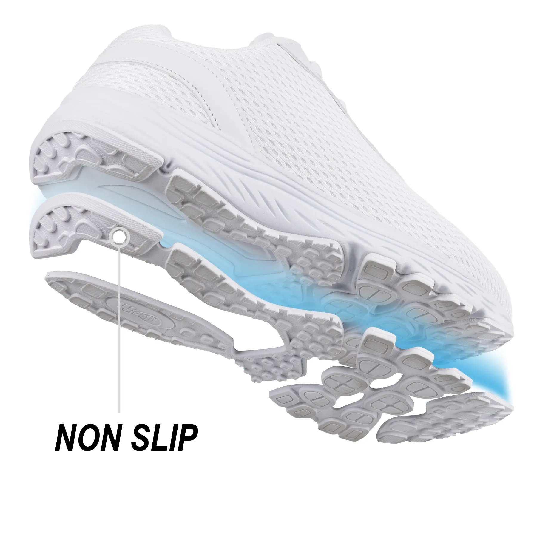 Knixmax Extra Wide Lightweight Men's Running Shoes for Flatfoot White Sport Shoes with Wide Toe Box