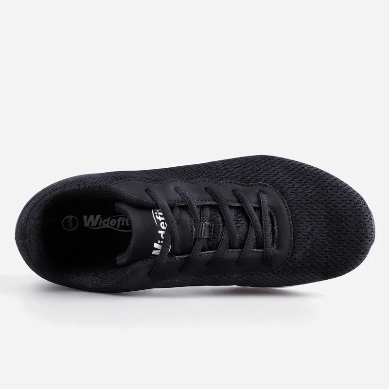 Knixmax Extra Wide Lightweight Women's Running Shoes for Flatfoot Black Sport Shoes with Wide Toe Box