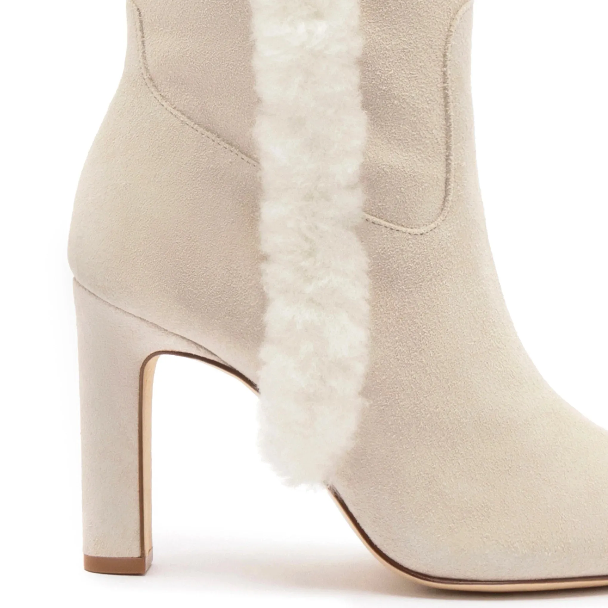 Larroude Cindy Hi Faux Fur Boot In Grey Mushroom Suede