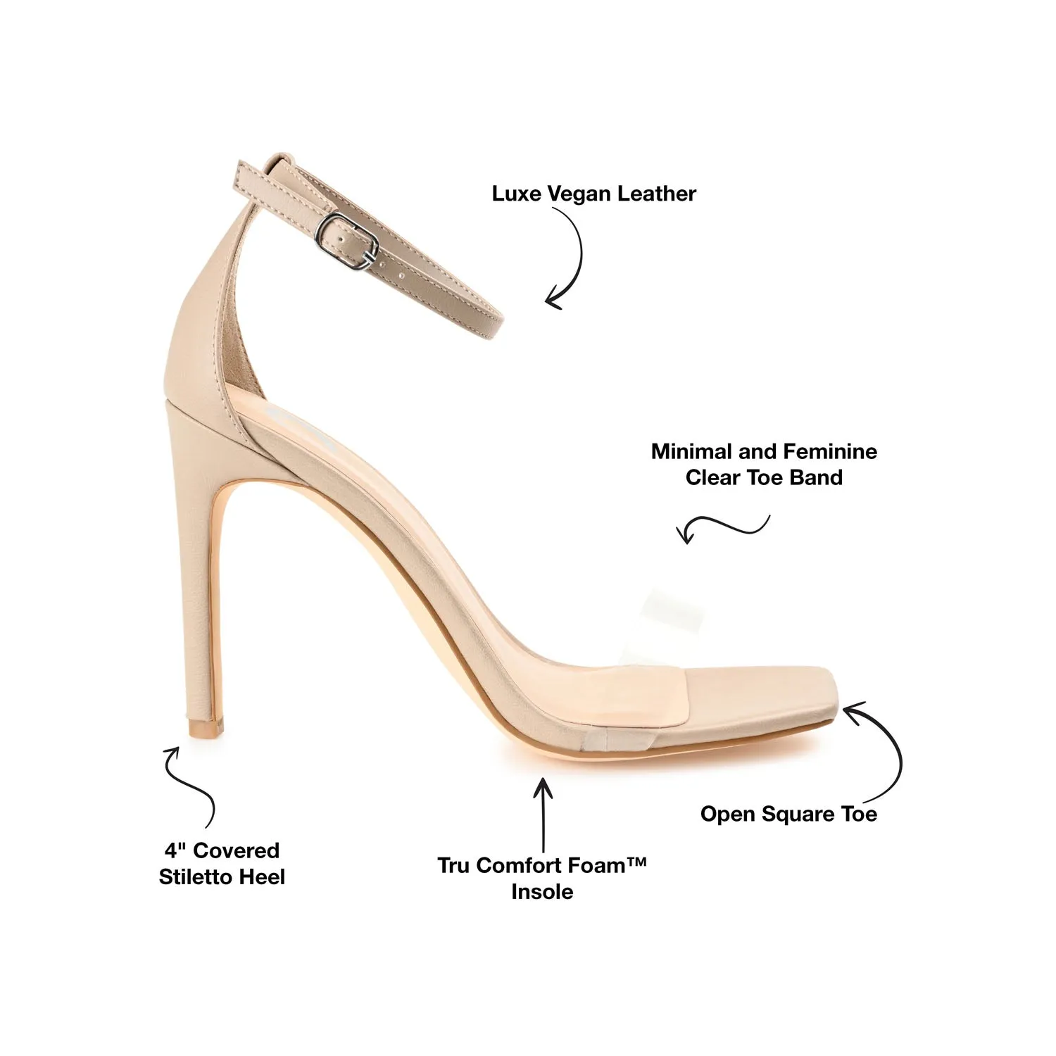 LORELEI STRAPPY HEELS IN FAUX LEATHER