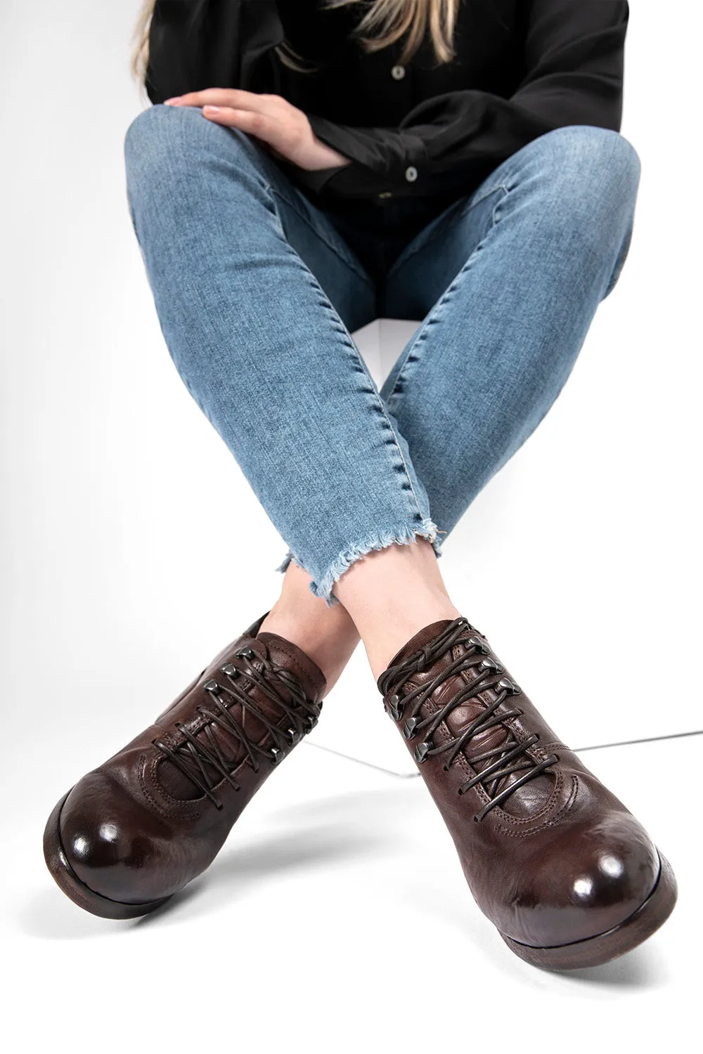 MADISON chocolate-brown lace up hiking shoes.