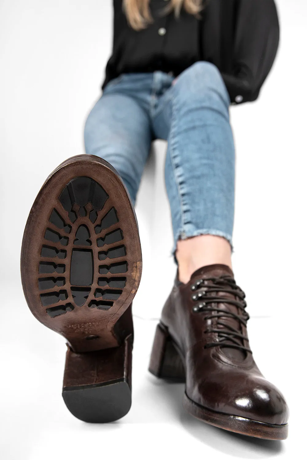 MADISON chocolate-brown lace up hiking shoes.