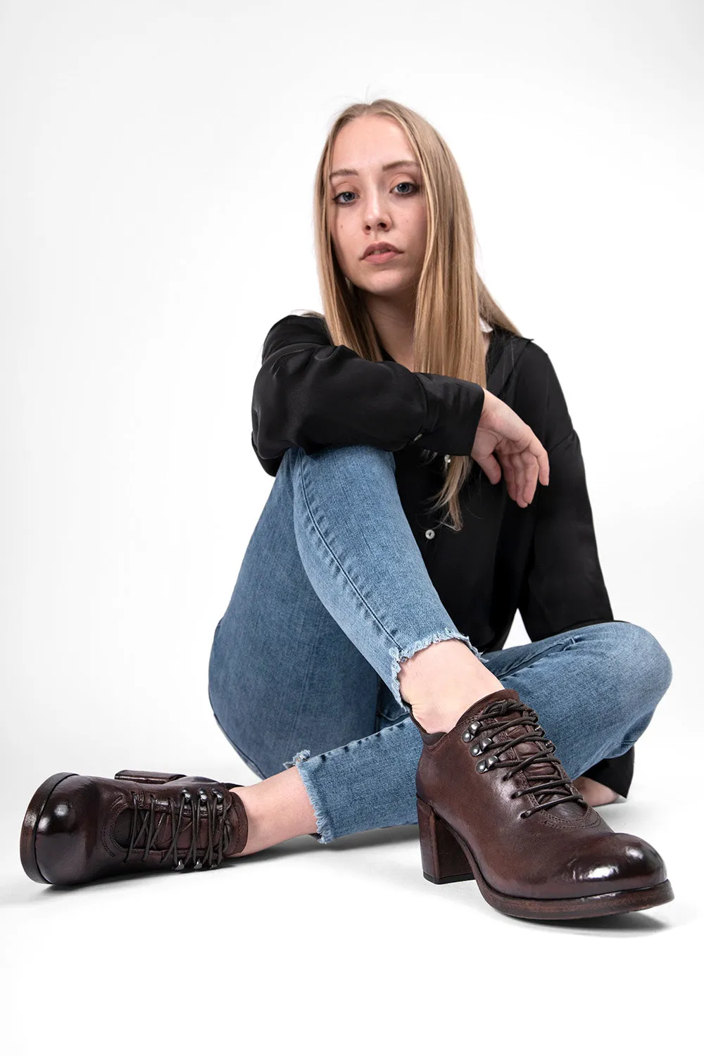 MADISON chocolate-brown lace up hiking shoes.
