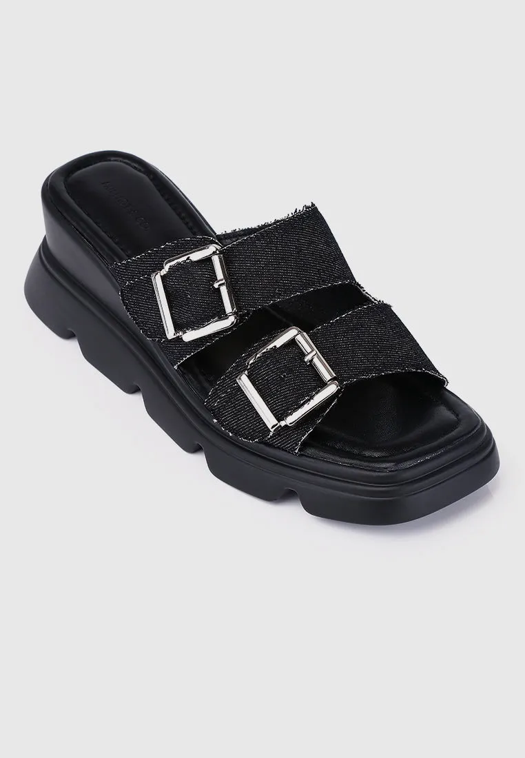 Marina Flatform Sandals (Black)