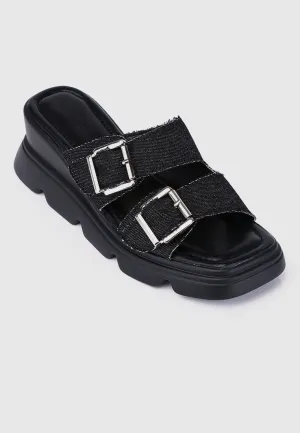 Marina Flatform Sandals (Black)