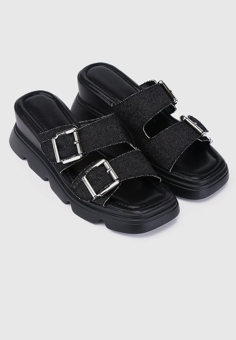 Marina Flatform Sandals (Black)