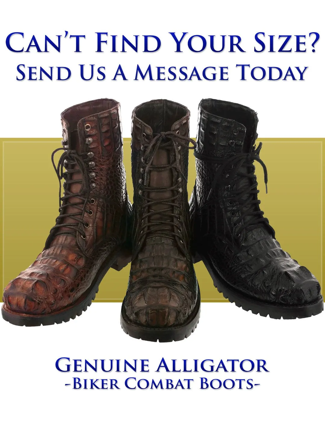 Men's Black Full Alligator Skin Leather Motorcycle Boots Round