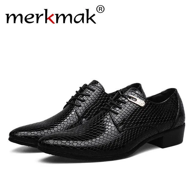 Men's Shoes Snake Skin Pattern Leather