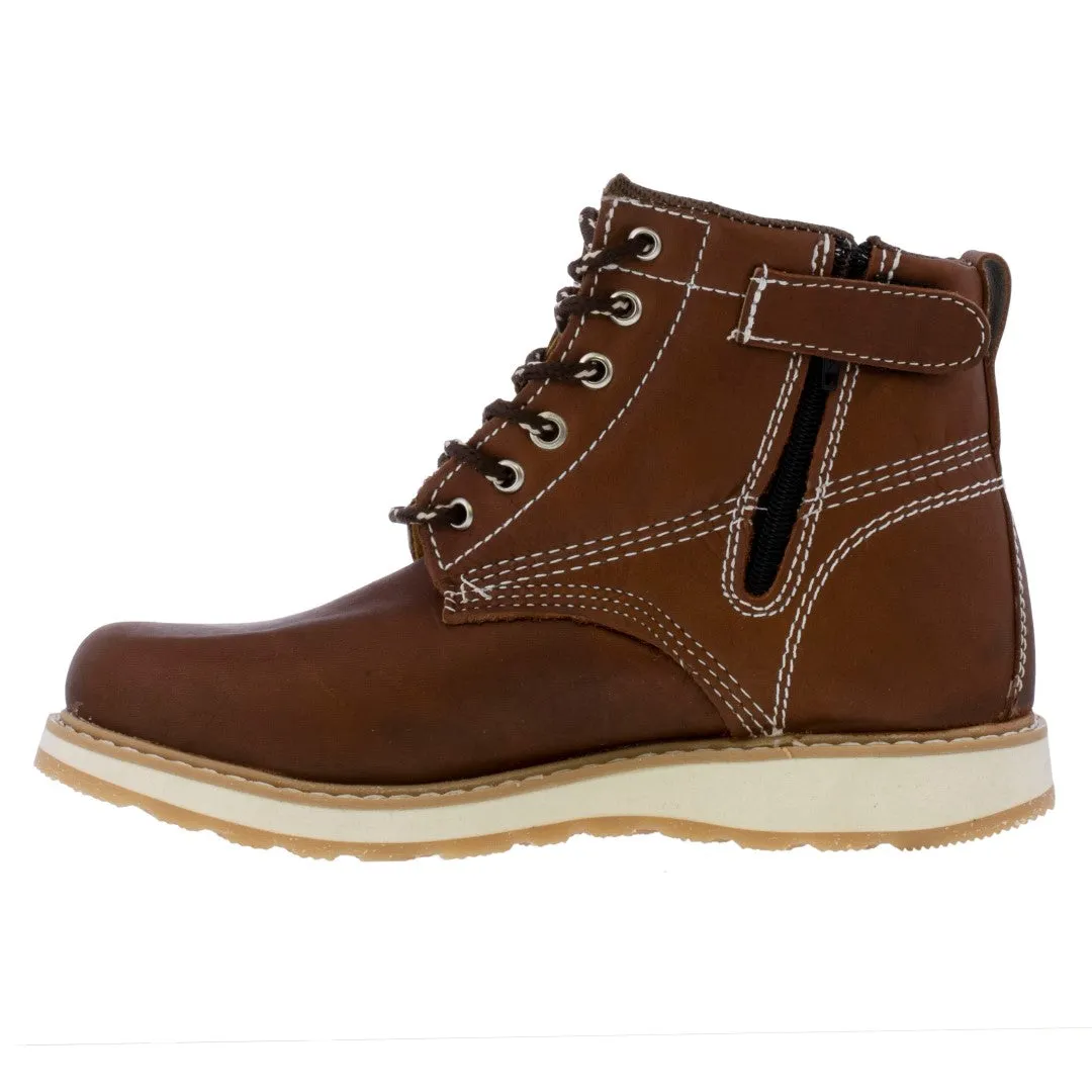 Mens Tan Leather Work Boots Lace Up Oil Resistant - #600W