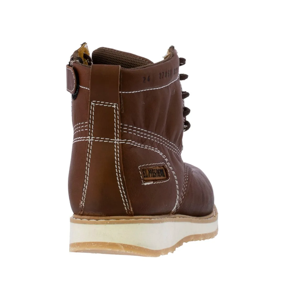 Mens Tan Leather Work Boots Lace Up Oil Resistant - #600W