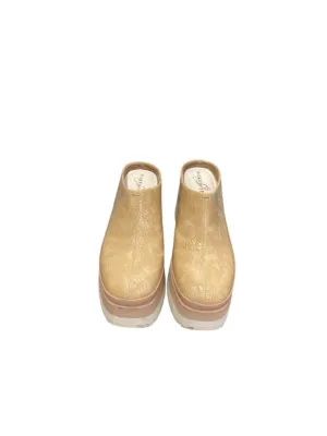 Naked Feet Shoe Size 6.5 Beige Patent Leather Slip On Clog Flatform Shoes
