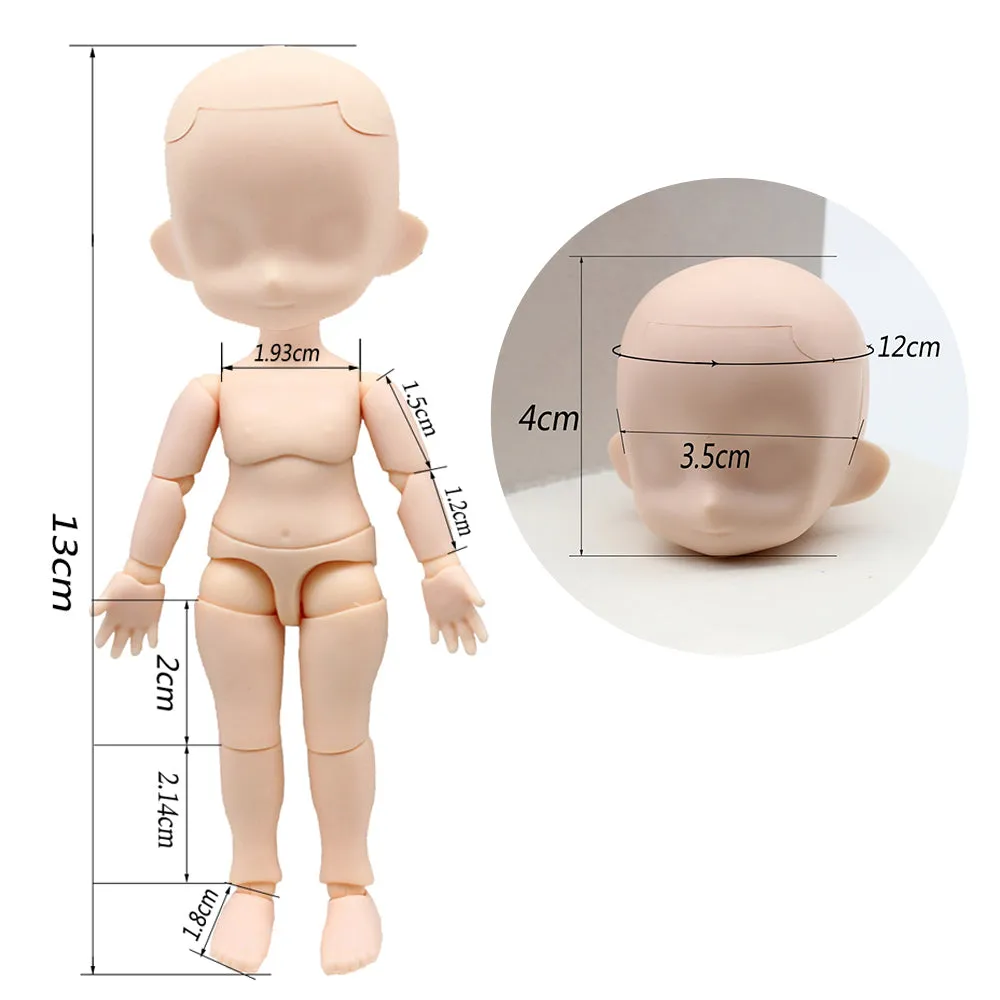 niannyyhouse DOD 13cm Doll Action Figures Body Suitable for 1/12 BJD Dolls Head Dress Up
