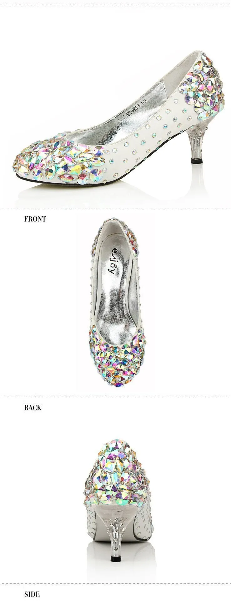Popular Sparkly Crystal High Heels Pointed Toe White Wedding Bridal Shoes, SY0130