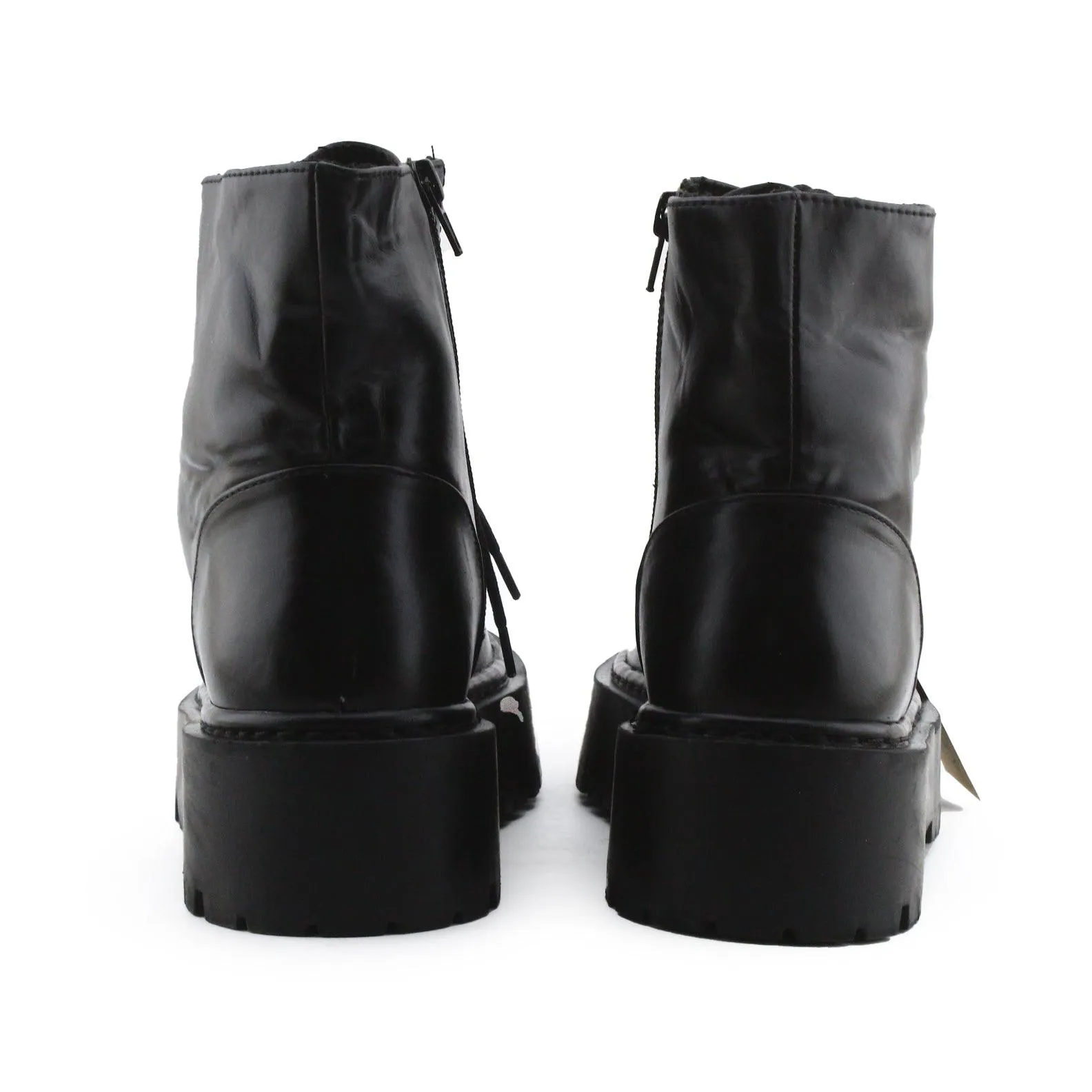 Pull & Bear Zipper Laces Combat Ankle Boots | 100% Authentic Leather