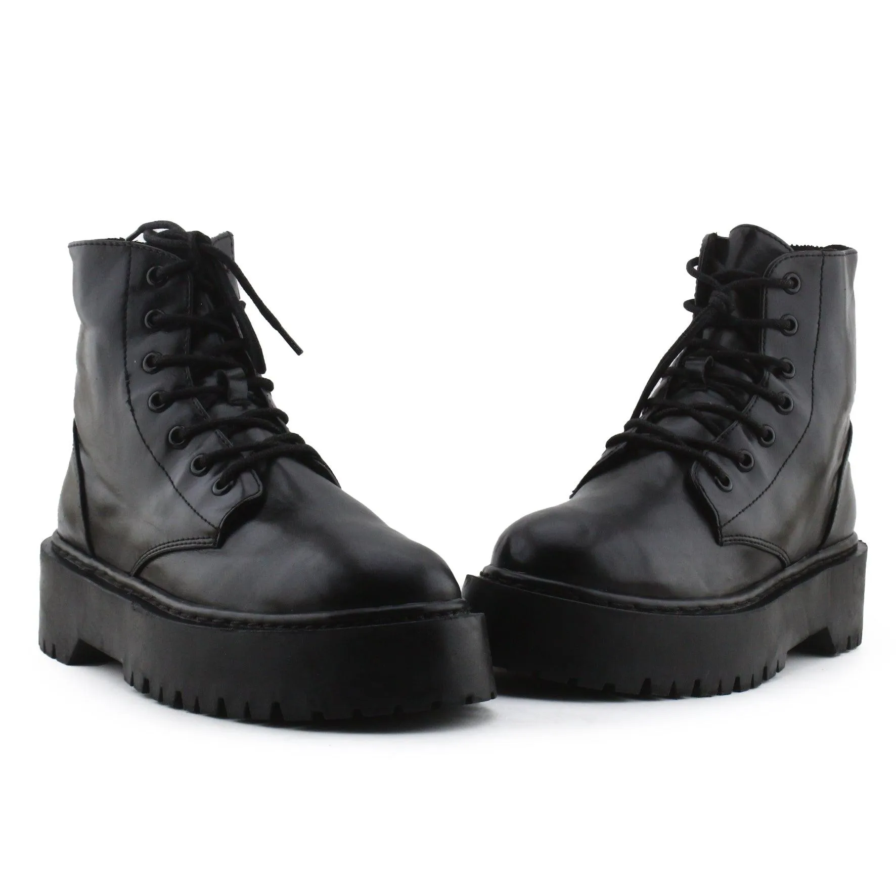 Pull & Bear Zipper Laces Combat Ankle Boots | 100% Authentic Leather