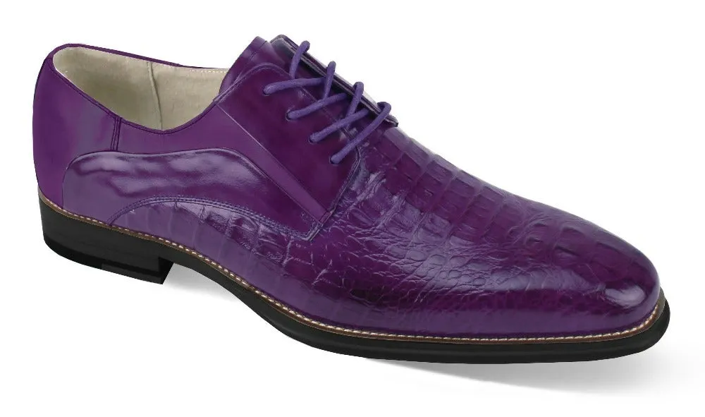Purple men's lace-up shoes genuine leather fashion design