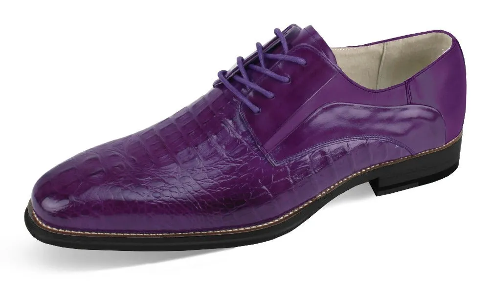 Purple men's lace-up shoes genuine leather fashion design