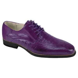 Purple men's lace-up shoes genuine leather fashion design