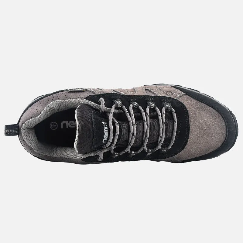riemot Men's Waterproof Hiking Shoes Grey Black Lightweight Running Trainers