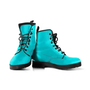 Robins Egg Blue Memory Foam Boots | All Season Lace Up Boots | Vegan Leather Combat Boot by Manifestie
