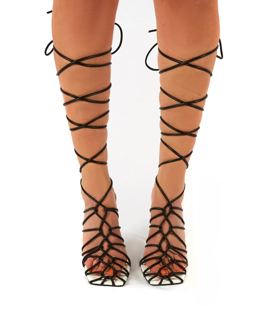 Rulebreaker Mono Lace Up Stiletto High Heels