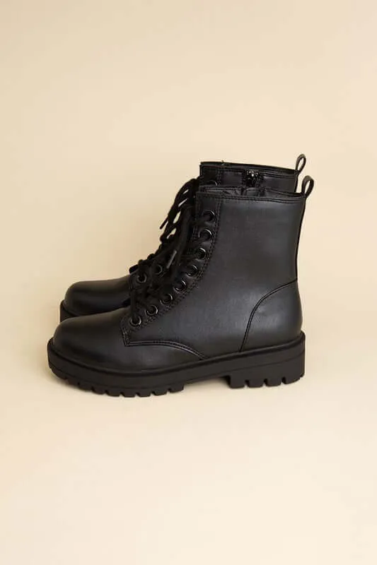 Sleek Black Epsom Combat Boots