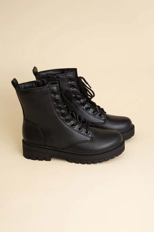 Sleek Black Epsom Combat Boots