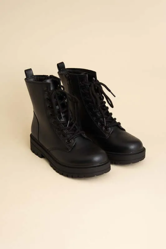 Sleek Black Epsom Combat Boots