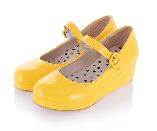 Sohiwoo Round Head Women Shoes Loli Cos Game Kawaii Girl Leather Shoes Anime Cosplay Sweet Lolita Shoes Thick Bottom