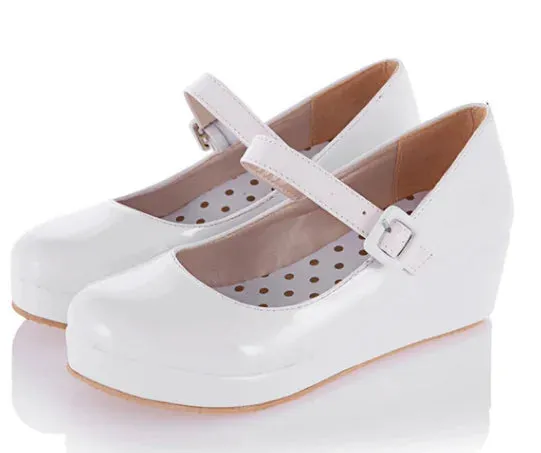Sohiwoo Round Head Women Shoes Loli Cos Game Kawaii Girl Leather Shoes Anime Cosplay Sweet Lolita Shoes Thick Bottom