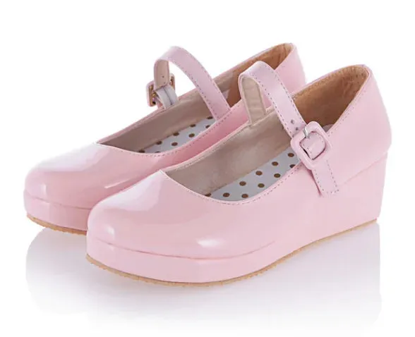 Sohiwoo Round Head Women Shoes Loli Cos Game Kawaii Girl Leather Shoes Anime Cosplay Sweet Lolita Shoes Thick Bottom