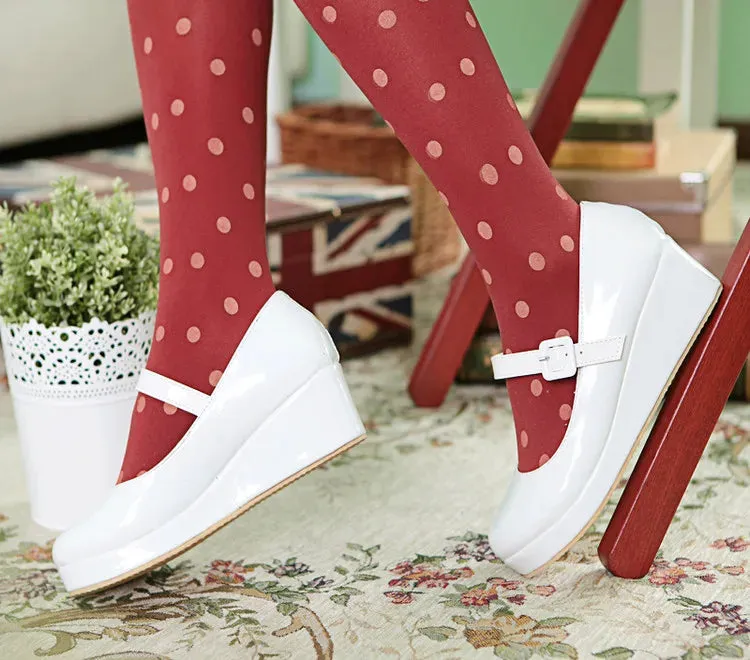 Sohiwoo Round Head Women Shoes Loli Cos Game Kawaii Girl Leather Shoes Anime Cosplay Sweet Lolita Shoes Thick Bottom