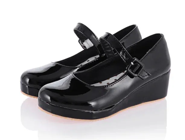 Sohiwoo Round Head Women Shoes Loli Cos Game Kawaii Girl Leather Shoes Anime Cosplay Sweet Lolita Shoes Thick Bottom