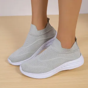 Sohiwoo Women's Breathable Mesh Flats Autumn Non-Slip Platform Sneakers Woman Light Slio-On Soft Sole Ladies Sports Shoes