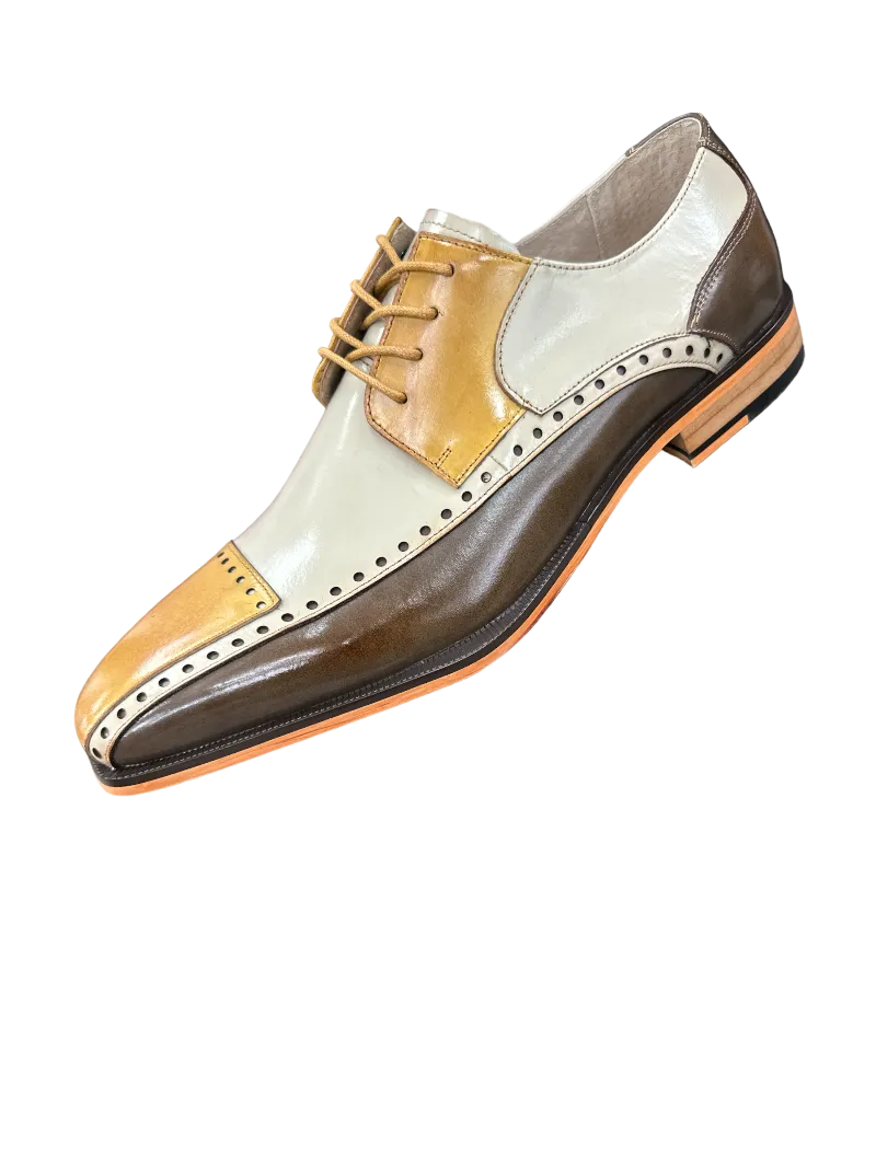 Stacy Adams Plaza Multi Color Olive Men's Lace-Up Dress Shoes Oxford Cap Toe