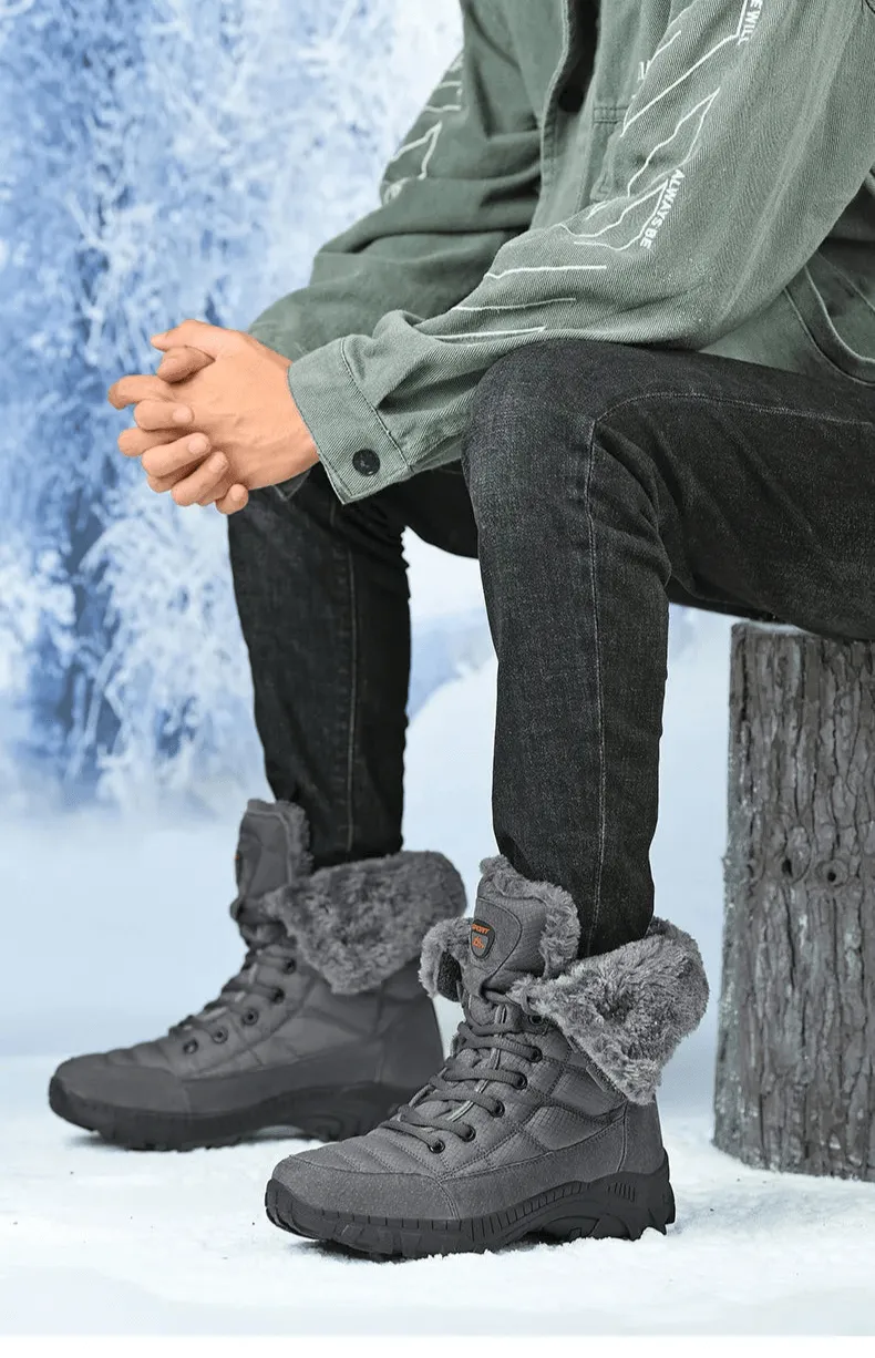 Super Warm Men Hiking Waterproof Leather Winter Snow Boots Sneakers