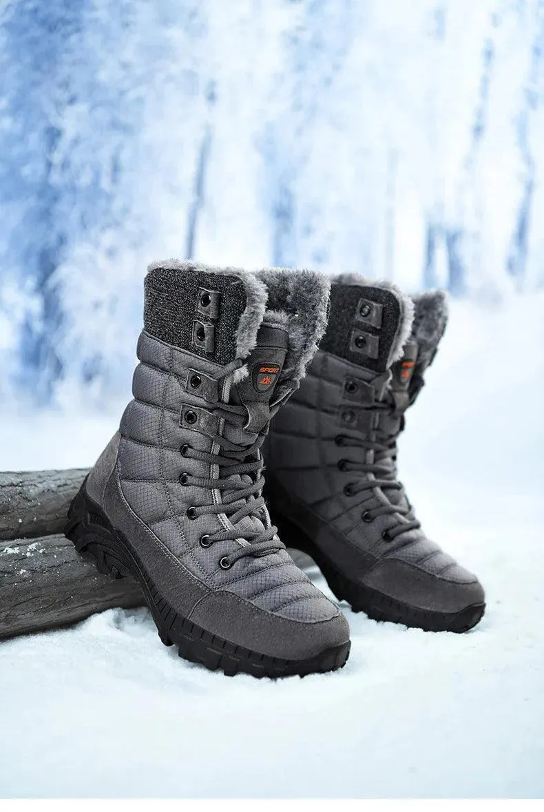 Super Warm Men Hiking Waterproof Leather Winter Snow Boots Sneakers