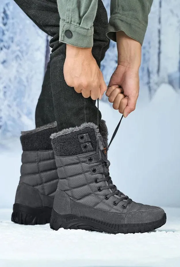 Super Warm Men Hiking Waterproof Leather Winter Snow Boots Sneakers