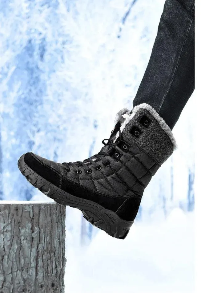 Super Warm Men Hiking Waterproof Leather Winter Snow Boots Sneakers