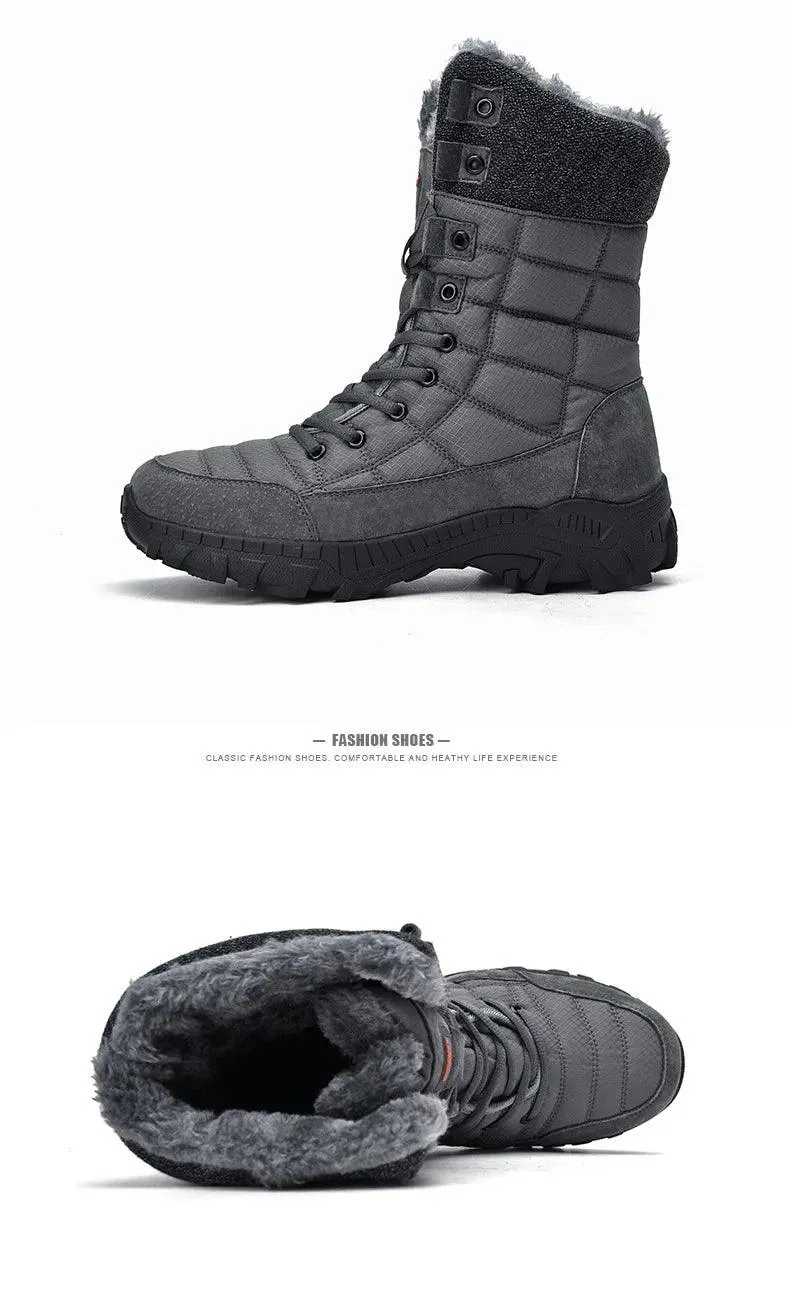 Super Warm Men Hiking Waterproof Leather Winter Snow Boots Sneakers