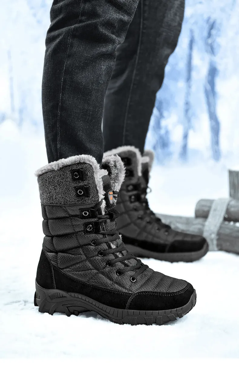 Super Warm Men Hiking Waterproof Leather Winter Snow Boots Sneakers