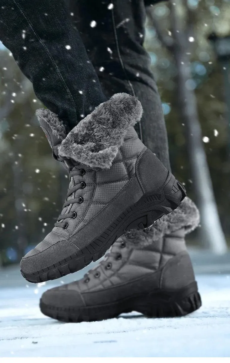 Super Warm Men Hiking Waterproof Leather Winter Snow Boots Sneakers